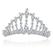 Gorgeous Charming CZ Princess Pageant Crowns Tiara Brass Hair Accessories